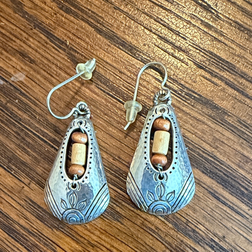 Western Style Silver beaded Earrings